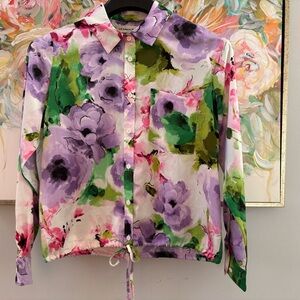 Rebecca Minkoff Floral Watercolor Button Down Blouse - Size M